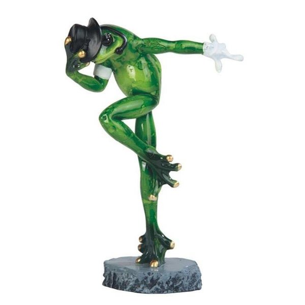Trama 7.5 in. Singing & Dancing Michael Jackson Frog with Hat Glove Statue, Black & Green TR2057690